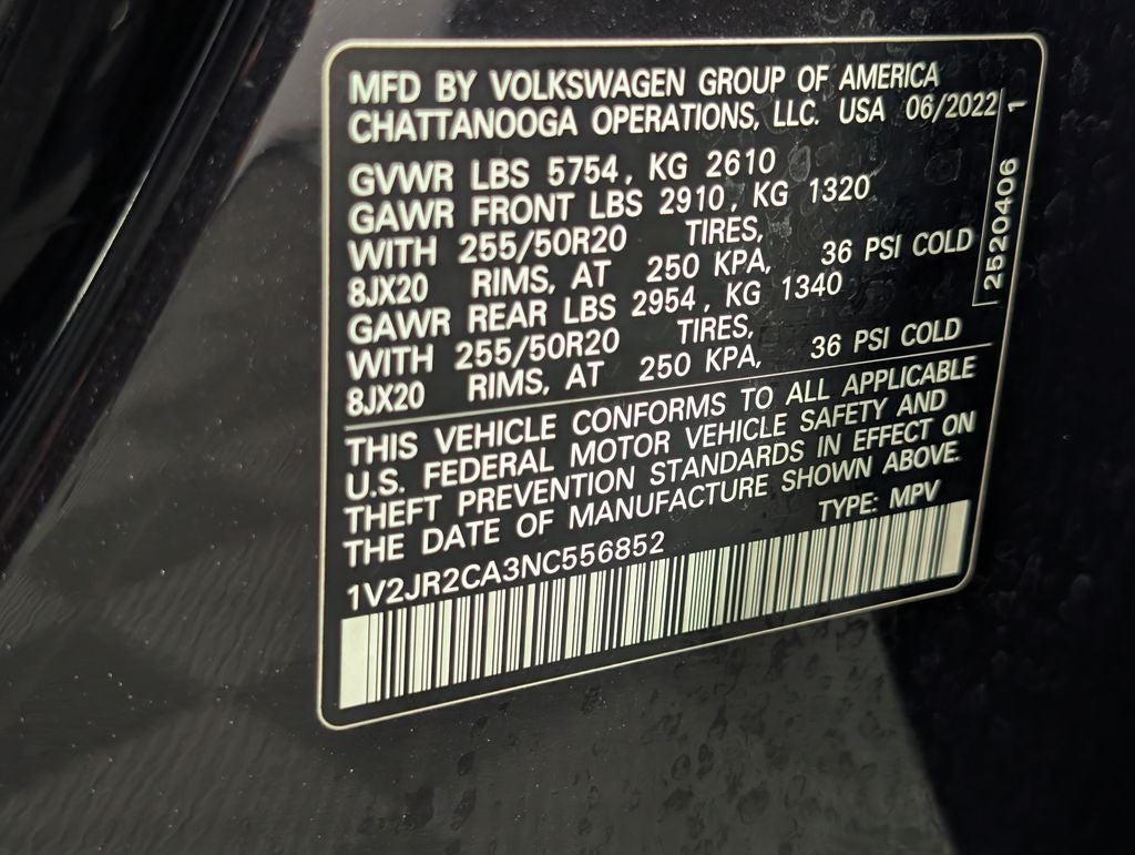 2022 Volkswagen Atlas 3.6L V6 SE w/Technology