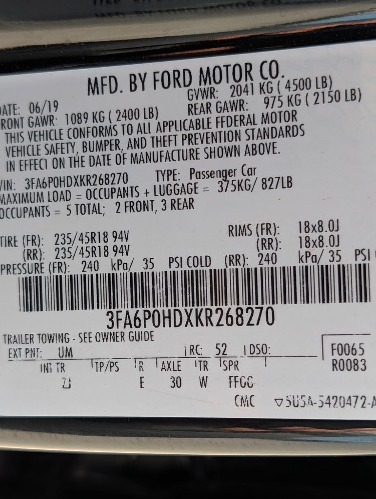 2019 Ford Fusion SE