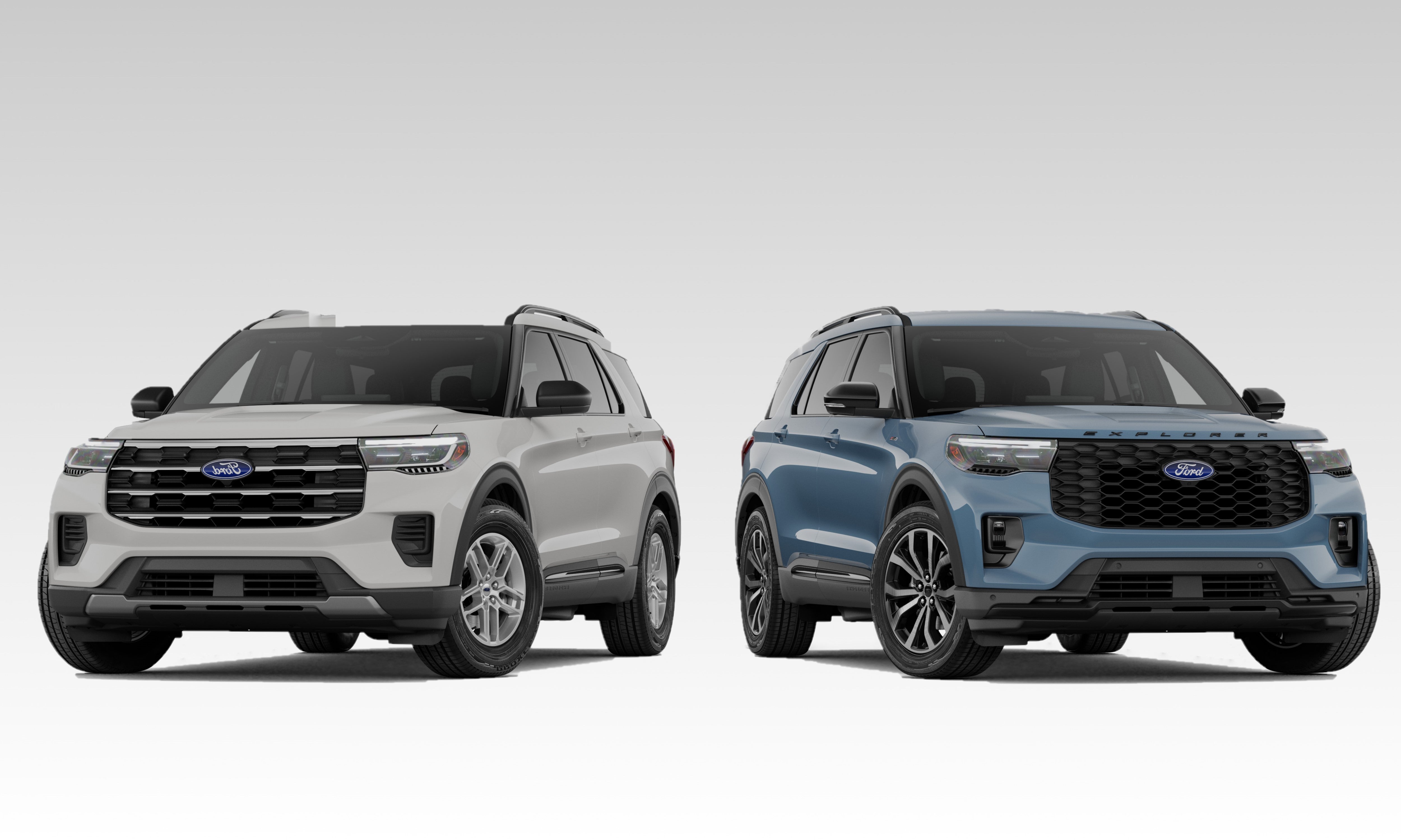 2027 Explorer Active next to Explorer ST-Line